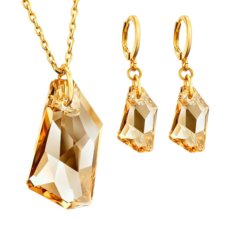 Zvezda Juego De Collar y Aretes ZJU-CH-DART-GSH De Art Golden Shadow Chapa 18K
