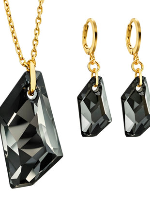 Zvezda Juego De Collar y Aretes ZJU-CH-DART-SN De Art Silver Night Chapa 18K