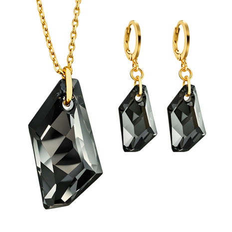 Zvezda Juego De Collar y Aretes ZJU-CH-DART-SN De Art Silver Night Chapa 18K