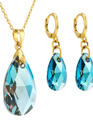 Zvezda Juego De Collar y Aretes ZJU-CH-LEAV-BKD Leaves Black Diamond Chapa 18K
