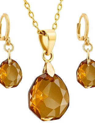 Zvezda Juego De Collar y Aretes ZJU-CH-MAJE-AMB Majestic Ambar Chapa 18K