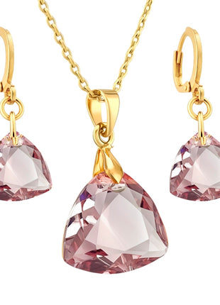 Zvezda Juego De Collar y Aretes ZJU-CH-TRIL-LAME Trilliant Light Amethyst Chapa 18K