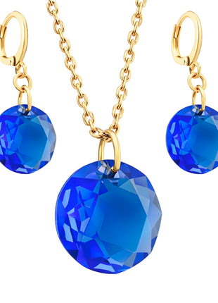 Zvezda Juego De Collar y Aretes Classic ZJU-CLAS-CH-SAF Sapphire Chapa 18K