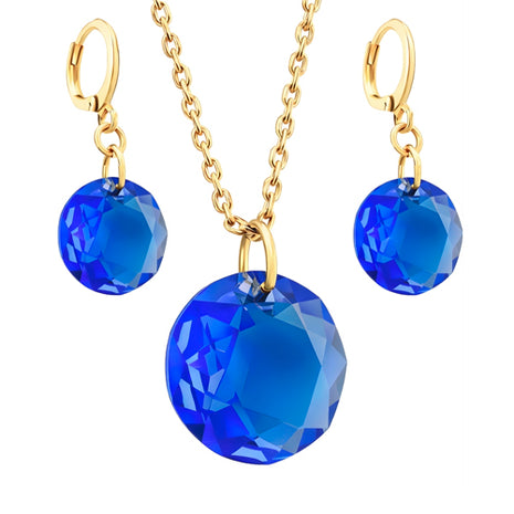 Zvezda Juego De Collar y Aretes Classic ZJU-CLAS-CH-SAF Sapphire Chapa 18K