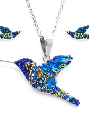 Juego de Collar y Aretes Colibrí azul ZJU-FIG-COL-AZU Zvezda