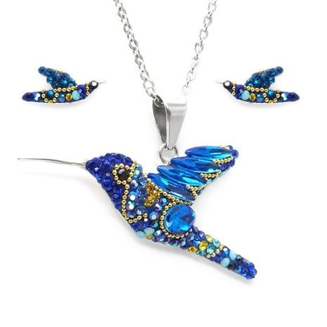 Juego de Collar y Aretes Colibrí azul ZJU-FIG-COL-AZU Zvezda