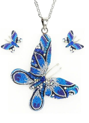 Set de Collar y Aretes Mariposa azul marino ZJU-FIG-MARI-AZM Zvezda
