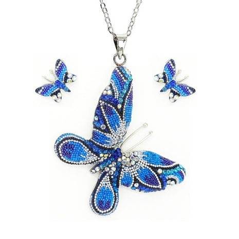 Set de Collar y Aretes Mariposa azul marino ZJU-FIG-MARI-AZM Zvezda
