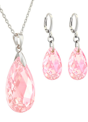 Zvezda Collar y aretes ZJU-PL-LEAV-ROS plateados corte leaves rose