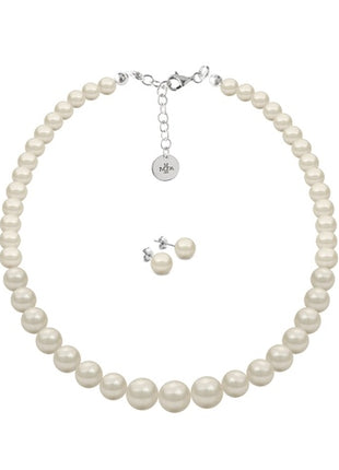 Set de Collar y Aretes perlas de cristal ZJU-PRLCR-CRM Zvezda