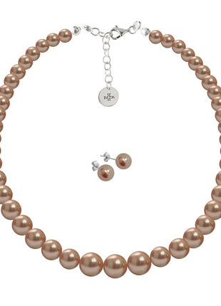 Set de Collar y Aretes perlas de cristal ZJU-PRLCR-RGO Zvezda
