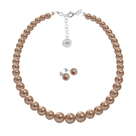 Set de Collar y Aretes perlas de cristal ZJU-PRLCR-RGO Zvezda